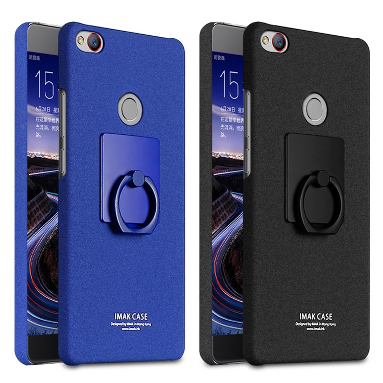 IMAK Matte Hard Plastic Case with Ring Kickstand for ZTE nubia Z11 - Black-8