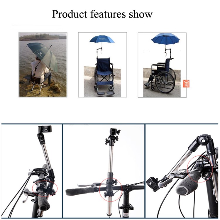 Folding Umbrella Bar Mount Holder for Stroller, Bike, Wheel Chair etc - Red-2