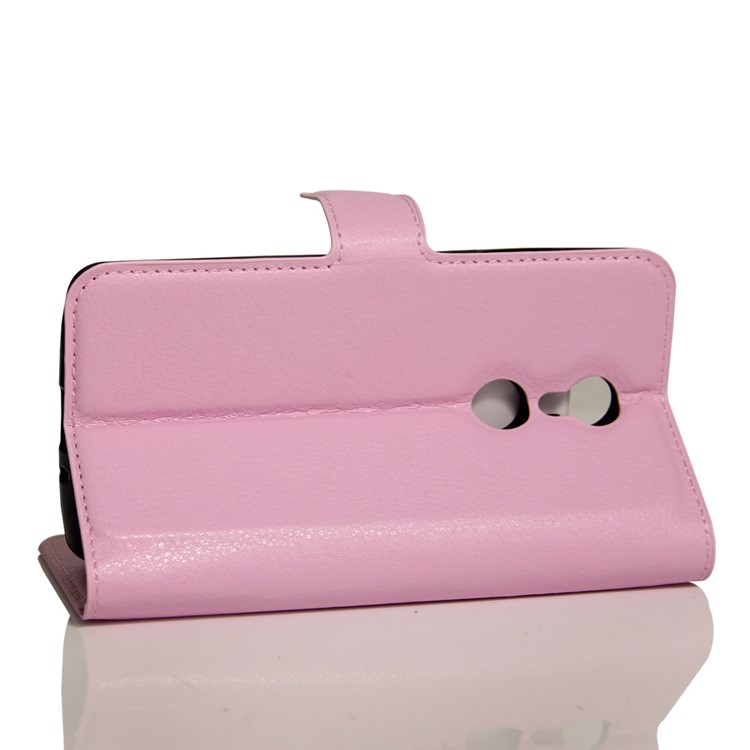 Litchi Skin Leather Card Holder Case for ZTE Axon 7 mini - Pink-6