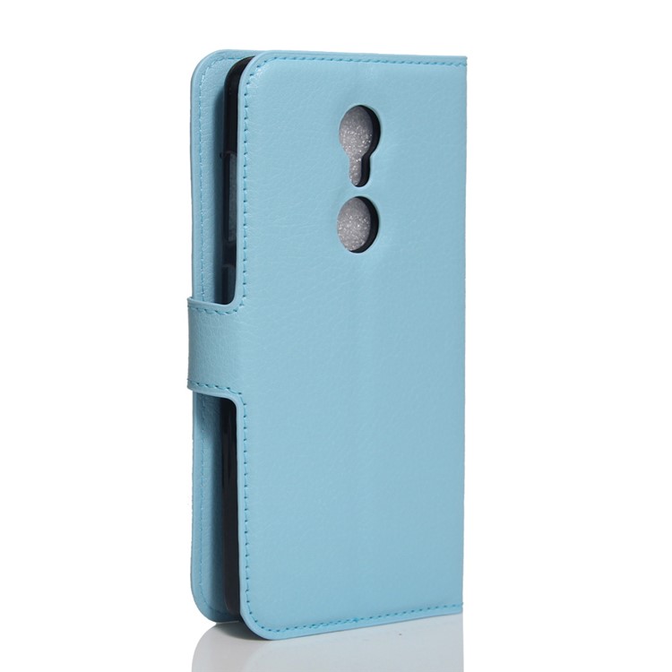Litchi Skin Wallet Leather Stand Cover for ZTE Axon 7 mini - Baby Blue-3