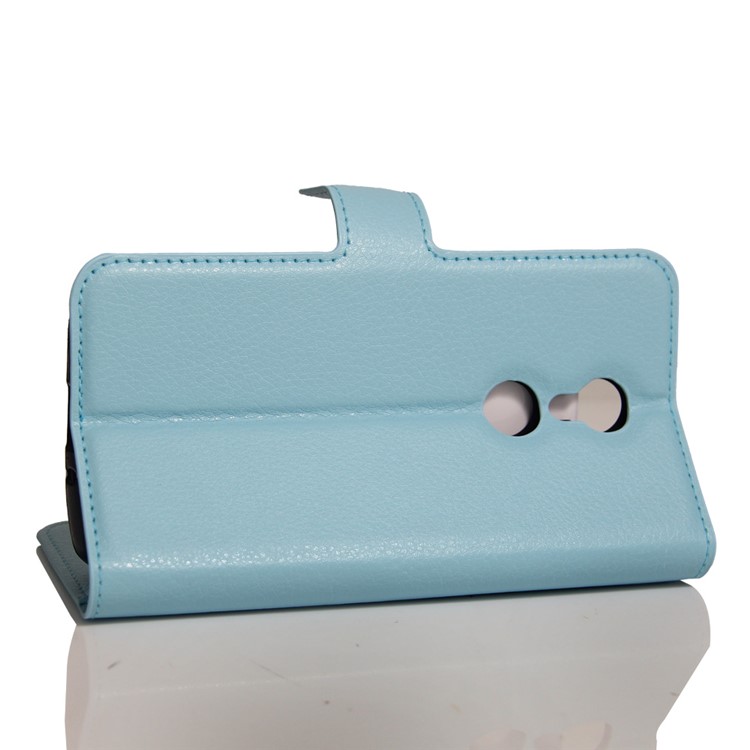 Litchi Skin Wallet Leather Stand Cover for ZTE Axon 7 mini - Baby Blue-6