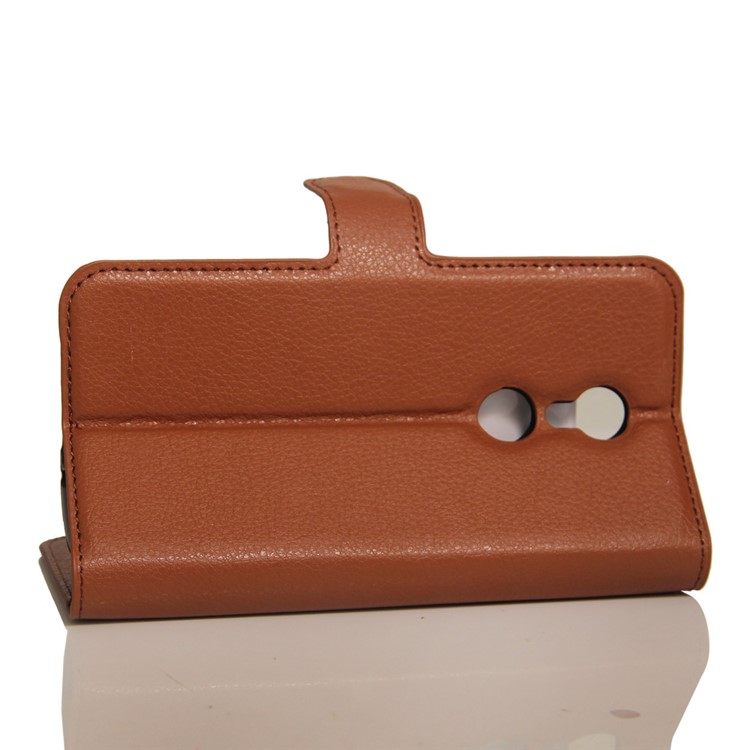 Litchi Skin Leather Stand Cover with Card Slots for ZTE Axon 7 mini - Brown-6