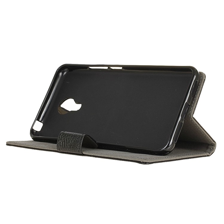 Litchi Skin Leather Wallet Case for Acer Liquid Z6 Plus - Black-4