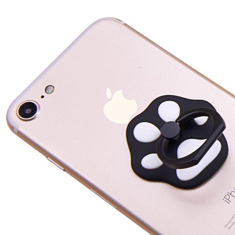 OATSBASF Cute Cat Paw Rotary Kickstand Finger Grip Metal Ring Holder for Smartphones - Black-1