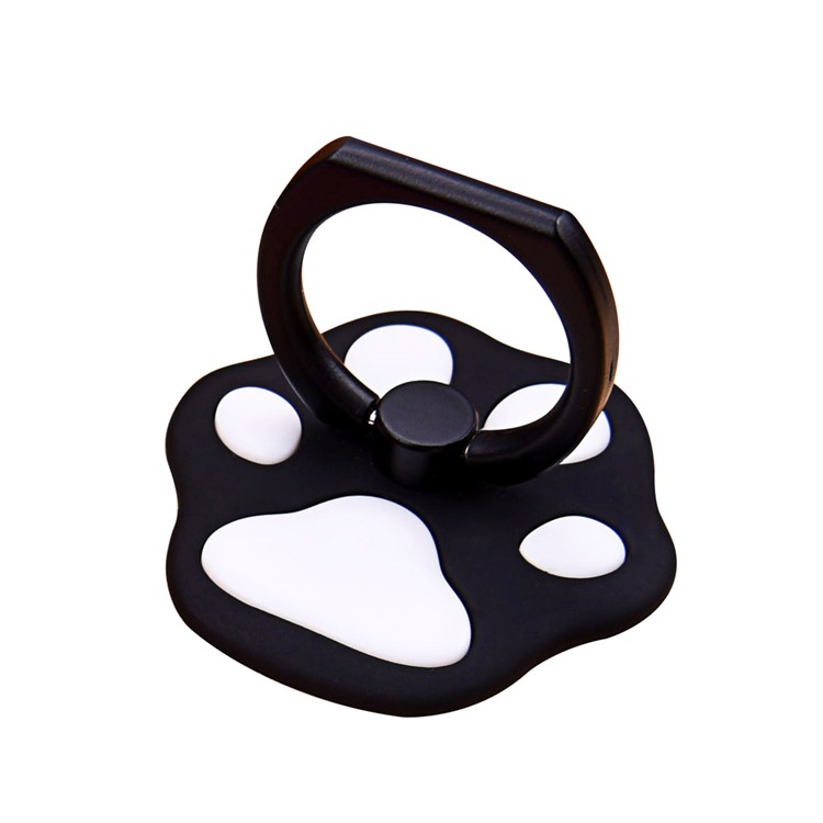 OATSBASF Cute Cat Paw Rotary Kickstand Finger Grip Metal Ring Holder for Smartphones - Black-2