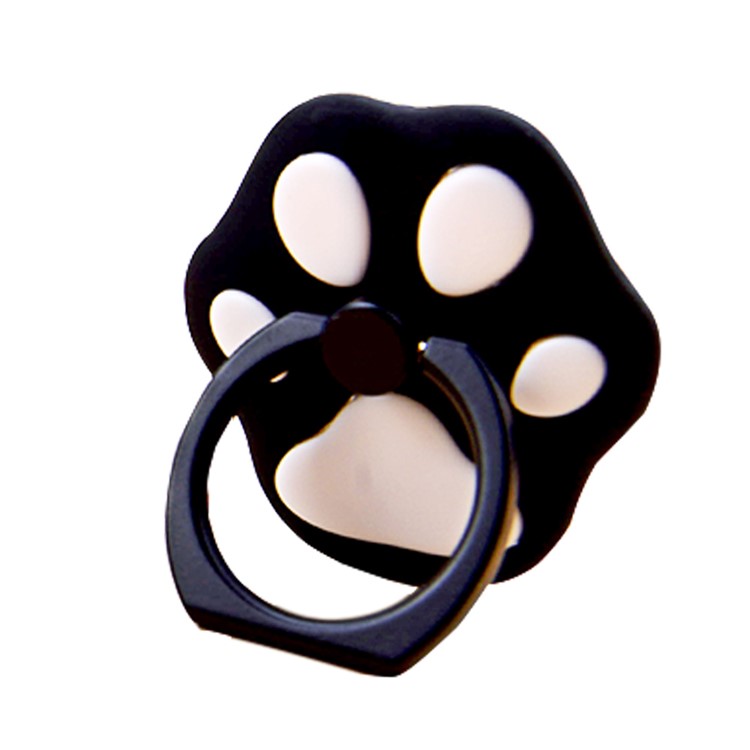 OATSBASF Cute Cat Paw Rotary Kickstand Finger Grip Metal Ring Holder for Smartphones - Black-3