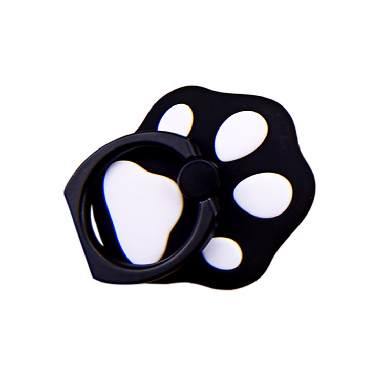OATSBASF Cute Cat Paw Rotary Kickstand Finger Grip Metal Ring Holder for Smartphones - Black-4
