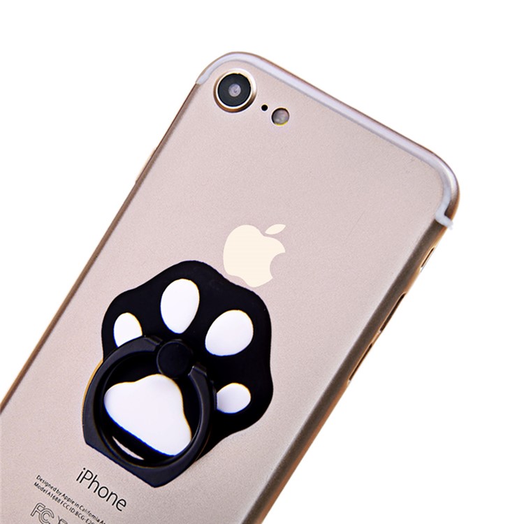 OATSBASF Cute Cat Paw Rotary Kickstand Finger Grip Metal Ring Holder for Smartphones - Black-5