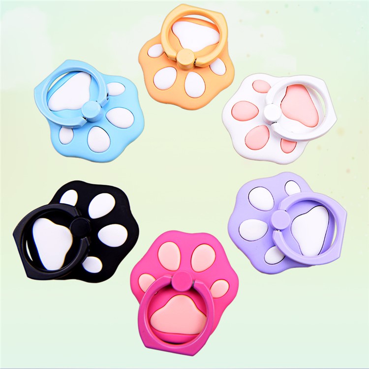 OATSBASF Cute Cat Paw Rotary Kickstand Finger Grip Metal Ring Holder for Smartphones - Black-6