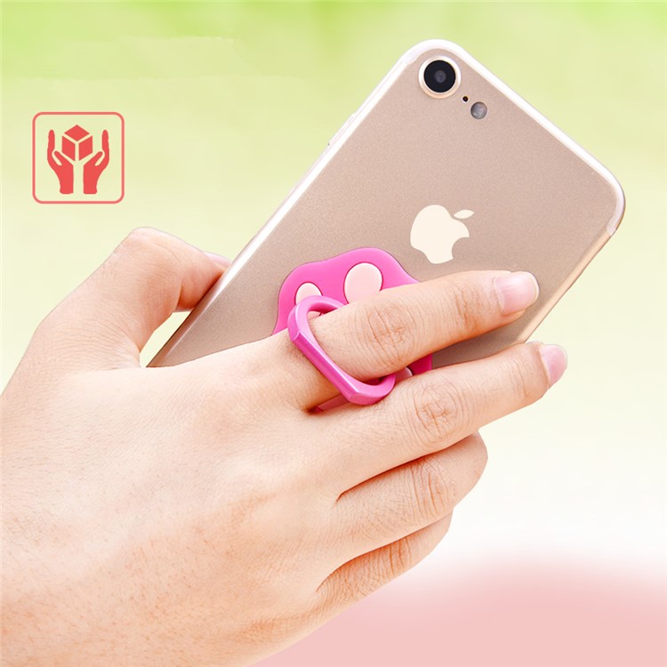 OATSBASF Cute Cat Paw Rotary Kickstand Finger Grip Metal Ring Holder for Smartphones - Black-7