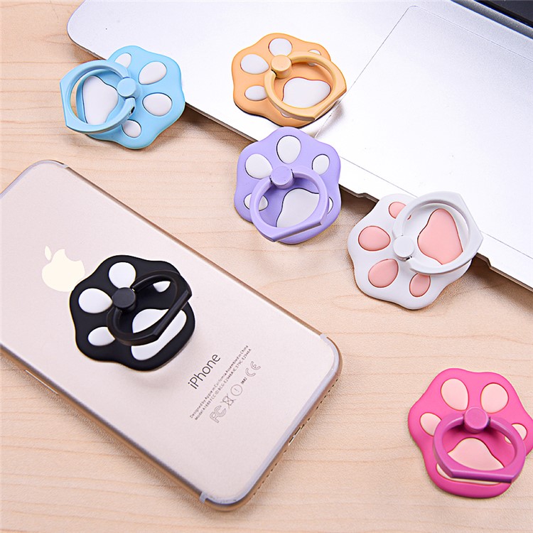 OATSBASF Cute Cat Paw Rotary Kickstand Finger Grip Metal Ring Holder for Smartphones - Black-9