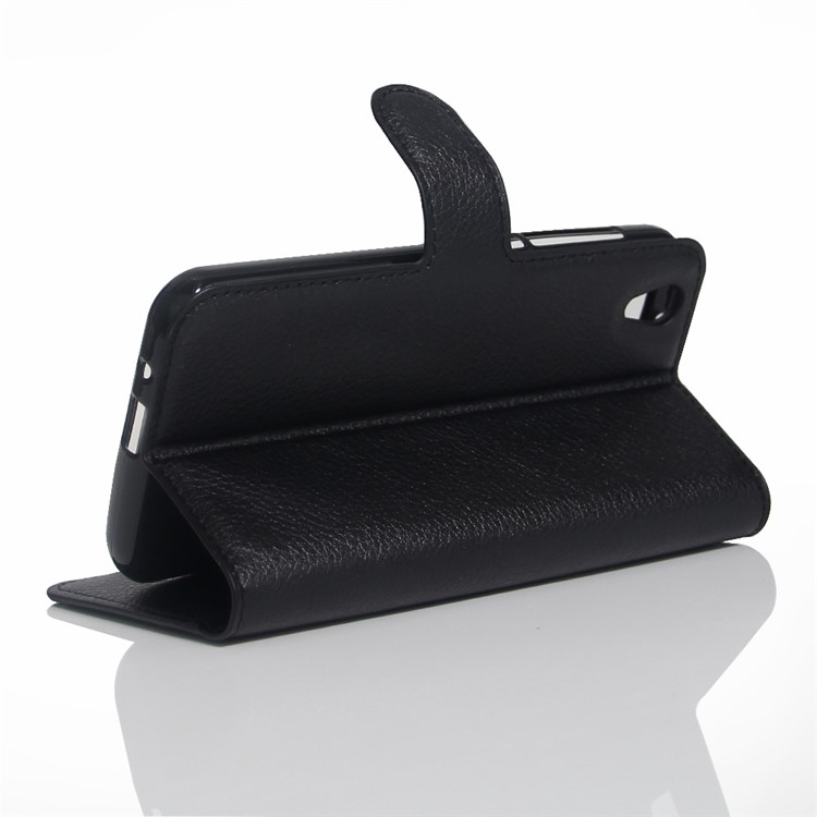 Lychee Skin Leather Wallet Case for ZTE Blade V7 Max - Black-4