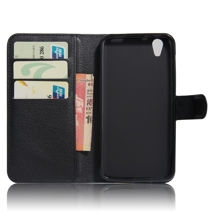Lychee Skin Leather Wallet Case for ZTE Blade V7 Max - Black-6
