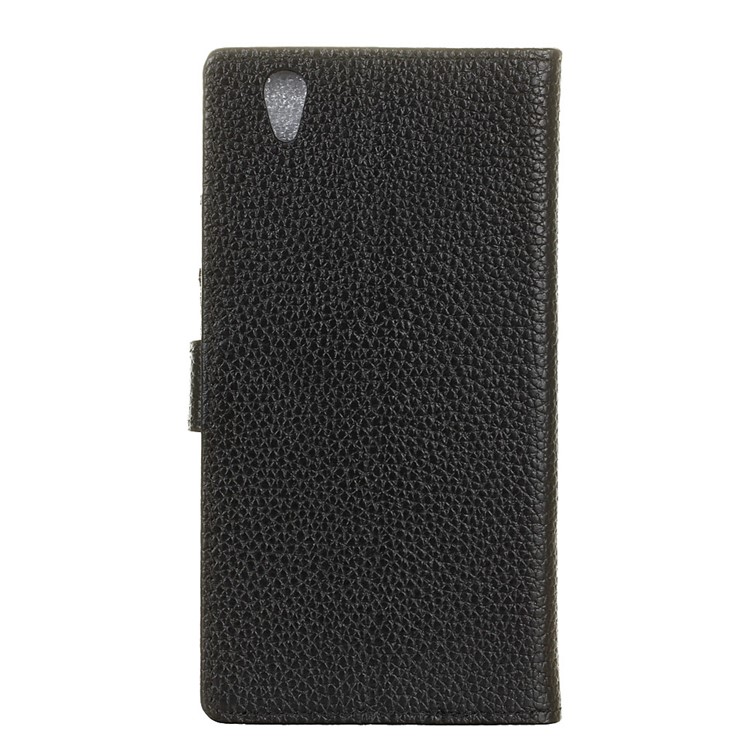 Litchi Texture Genuine Leather Wallet Case for ZTE Blade V7 Max - Black-2