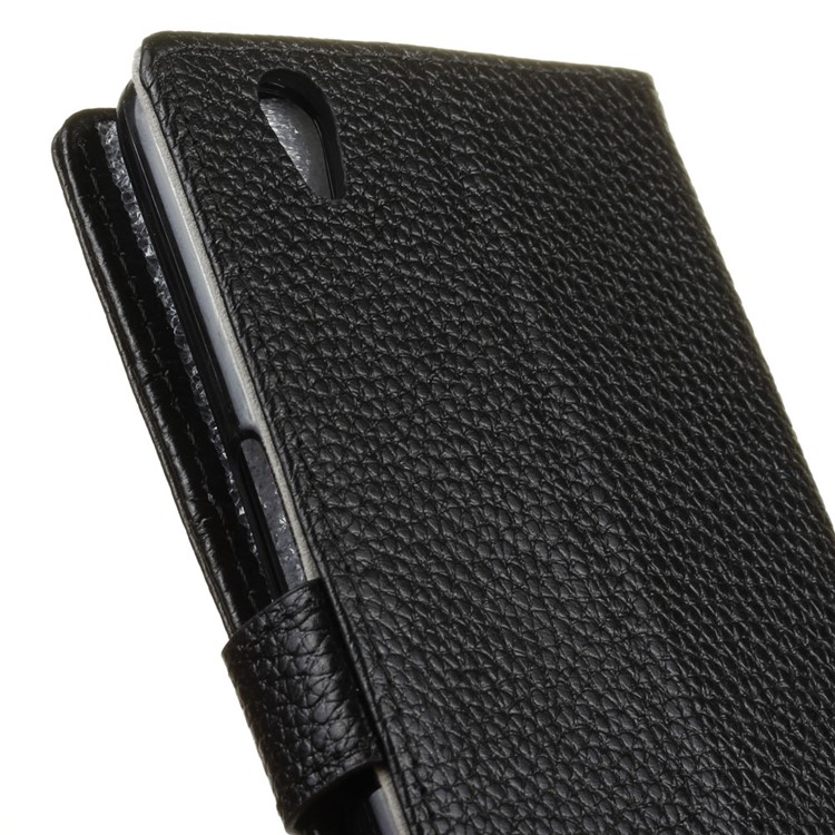 Litchi Texture Genuine Leather Wallet Case for ZTE Blade V7 Max - Black-3