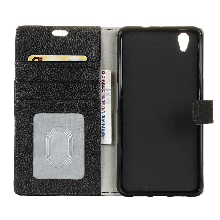Litchi Texture Genuine Leather Wallet Case for ZTE Blade V7 Max - Black-4