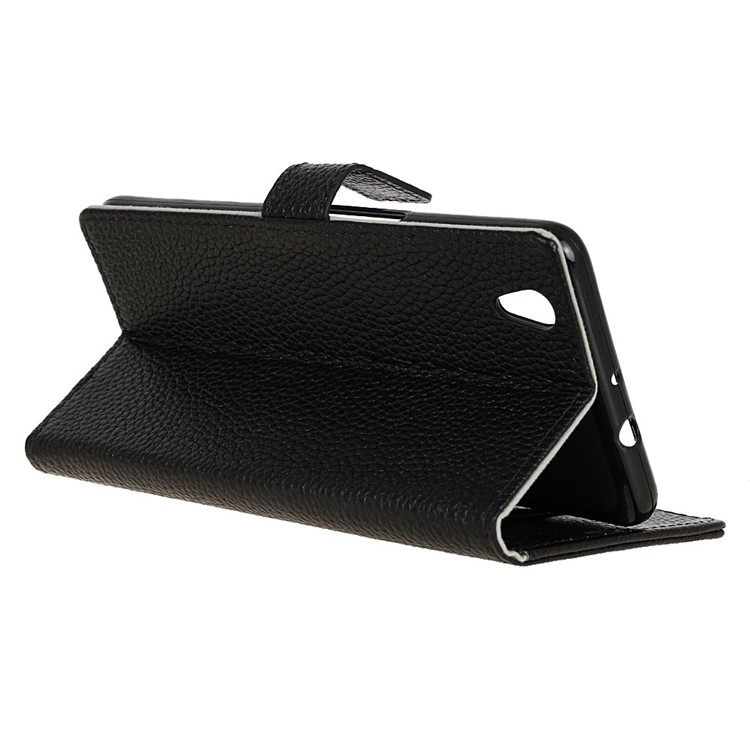Litchi Texture Genuine Leather Wallet Case for ZTE Blade V7 Max - Black-6
