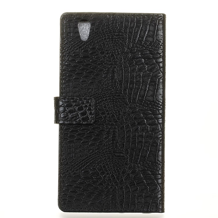 Crocodile Leather Wallet Phone Case for ZTE Blade V7 Max - Black-2