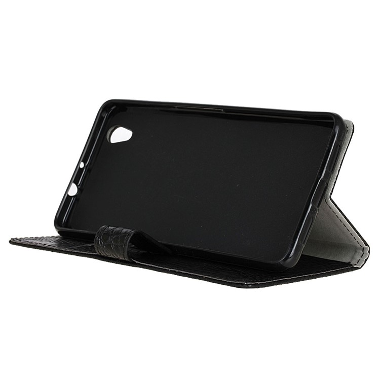 Crocodile Leather Wallet Phone Case for ZTE Blade V7 Max - Black-5