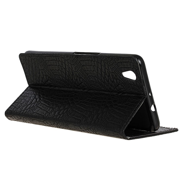 Crocodile Leather Wallet Phone Case for ZTE Blade V7 Max - Black-6
