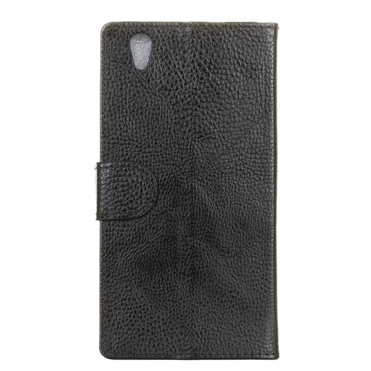 Lychee Skin Wallet Leather Stand Case for ZTE Blade V7 Max - Black-2