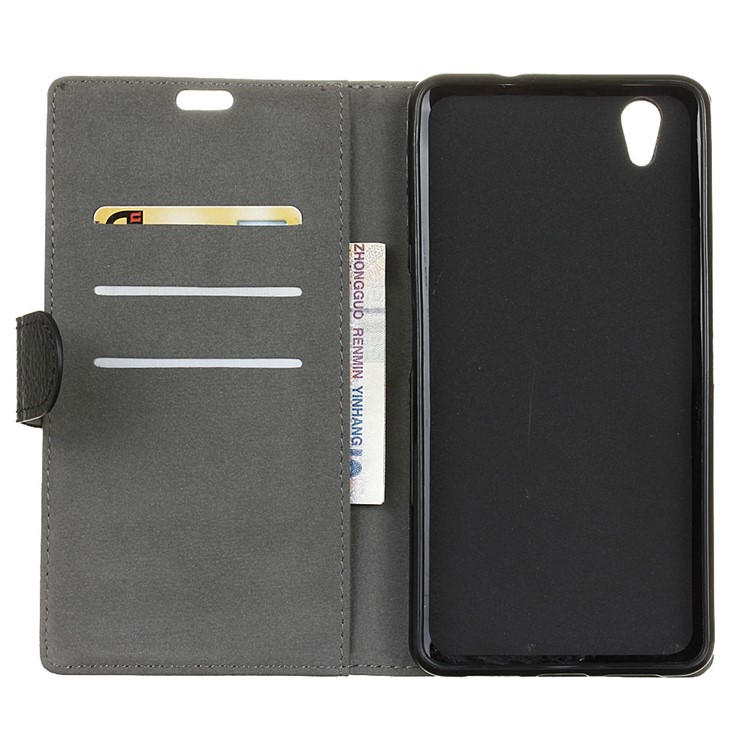 Lychee Skin Wallet Leather Stand Case for ZTE Blade V7 Max - Black-3