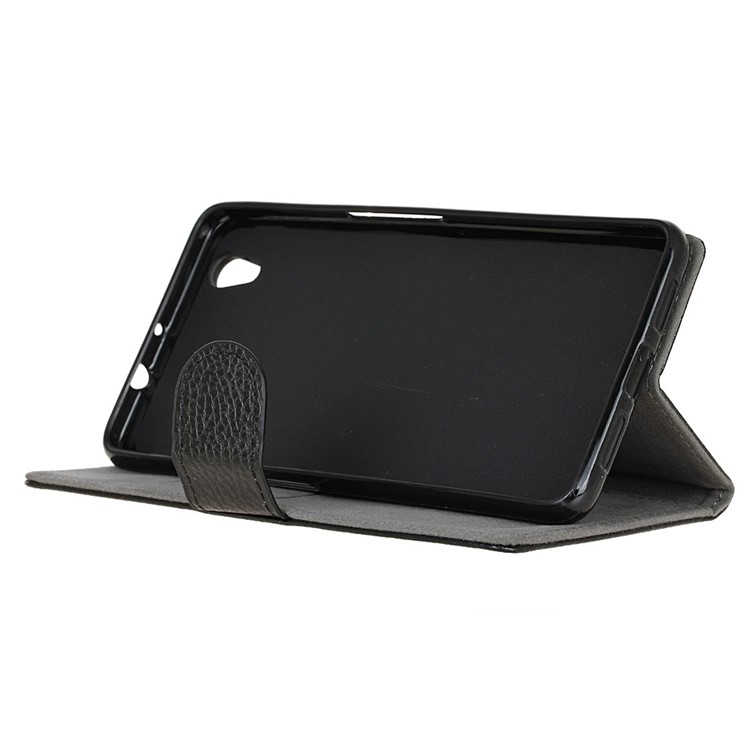 Lychee Skin Wallet Leather Stand Case for ZTE Blade V7 Max - Black-4