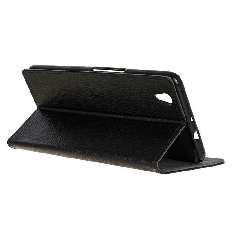 Lychee Skin Wallet Leather Stand Case for ZTE Blade V7 Max - Black-5