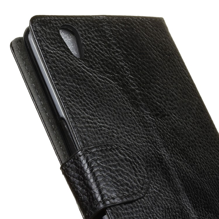 Lychee Skin Wallet Leather Stand Case for ZTE Blade V7 Max - Black-6