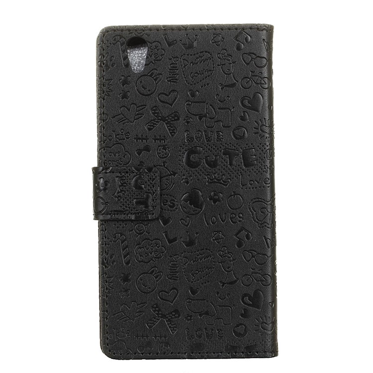 Cartoon Graffiti Wallet Leather Stand Case for ZTE Blade V7 Max - Black-2