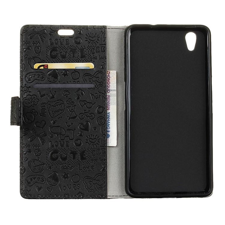 Cartoon Graffiti Wallet Leather Stand Case for ZTE Blade V7 Max - Black-3