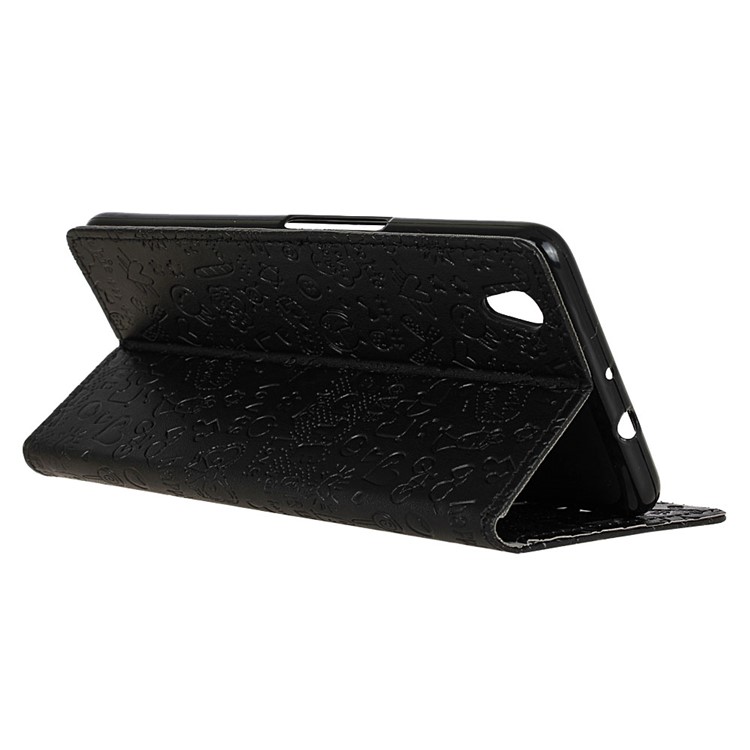 Cartoon Graffiti Wallet Leather Stand Case for ZTE Blade V7 Max - Black-5