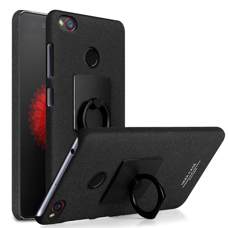 IMAK Finger Ring Holder Matte PC Case + Screen Protector for ZTE nubia Z11 mini S - Black-1