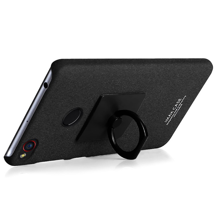 IMAK Finger Ring Holder Matte PC Case + Screen Protector for ZTE nubia Z11 mini S - Black-3