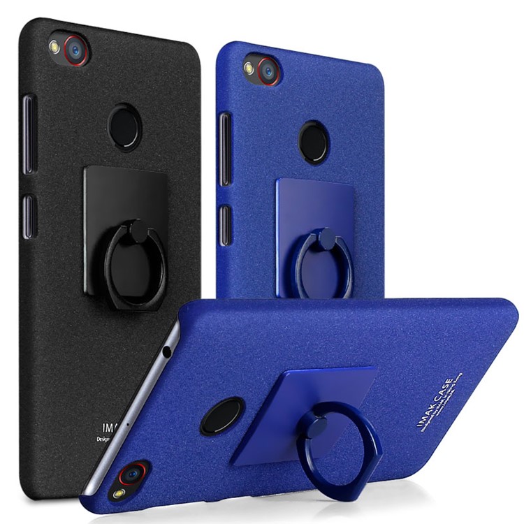 IMAK Finger Ring Holder Matte PC Case + Screen Protector for ZTE nubia Z11 mini S - Black-7