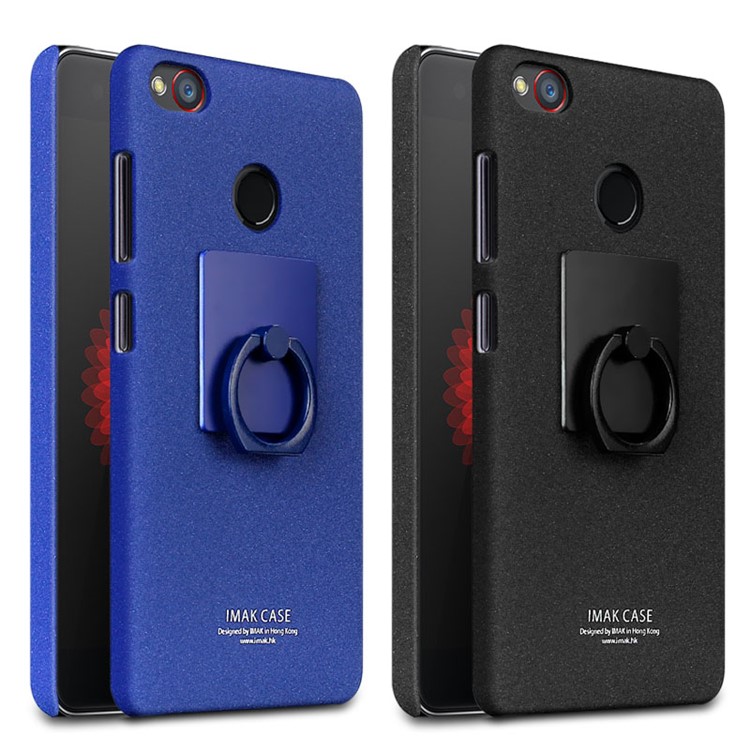IMAK Finger Ring Holder Matte PC Case + Screen Protector for ZTE nubia Z11 mini S - Black-8