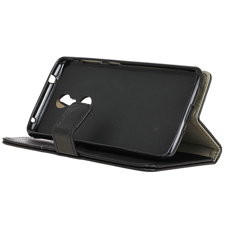 Litchi Skin Leather Wallet Case for ZTE Axon 7 mini - Black-4