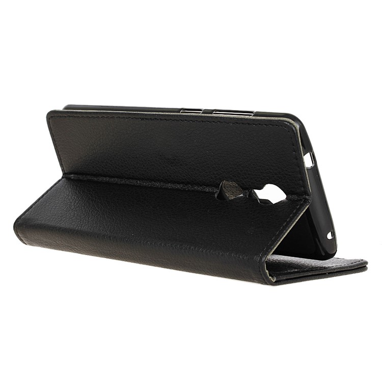 Litchi Skin Leather Wallet Case for ZTE Axon 7 mini - Black-5