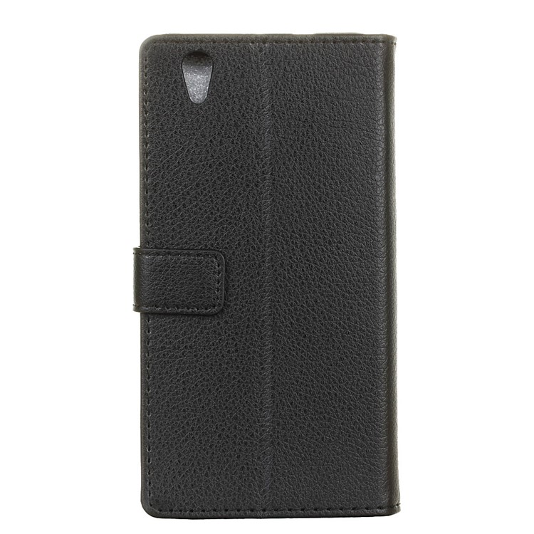Litchi Skin Leather Wallet Case for ZTE Blade V7 Max - Black-2