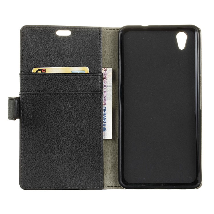 Litchi Skin Leather Wallet Case for ZTE Blade V7 Max - Black-3