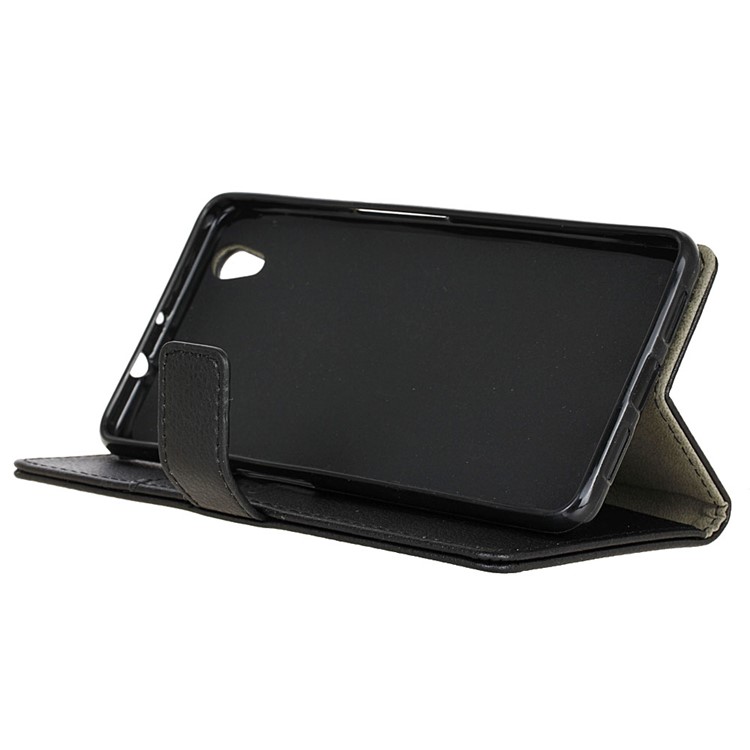 Litchi Skin Leather Wallet Case for ZTE Blade V7 Max - Black-4