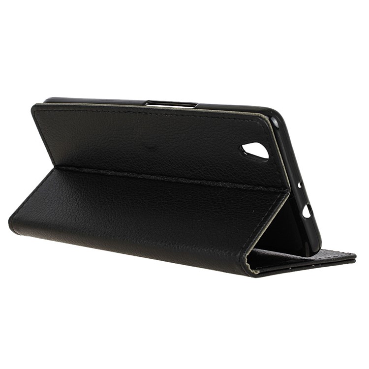 Litchi Skin Leather Wallet Case for ZTE Blade V7 Max - Black-5