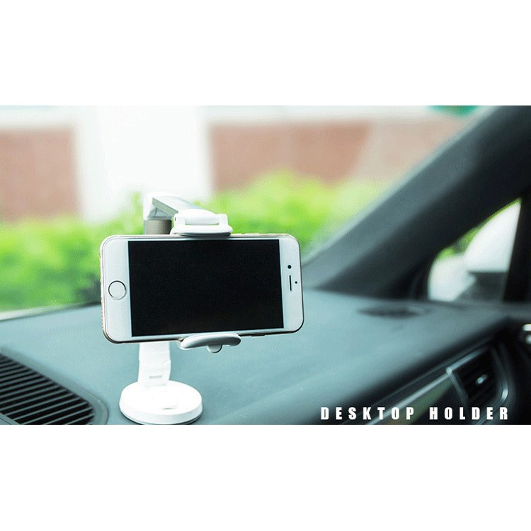 REMAX RM-C23 Multi Angle Rotation Car Desktop Mount Holder Stand, Width: 50-85mm - White / Silver-7