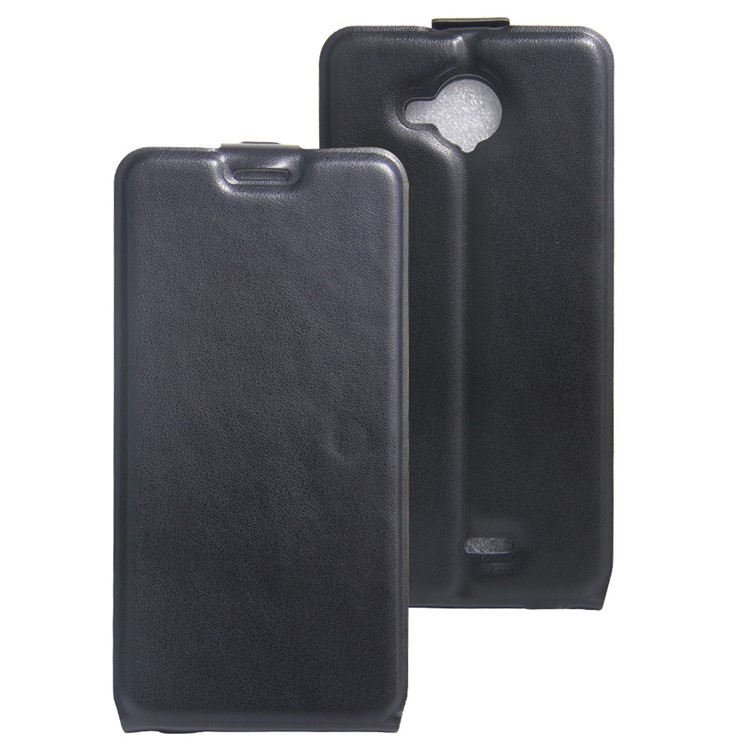 Crazy Horse Vertical Leather Card Holder Case for ZTE Blade A315 - Black-1