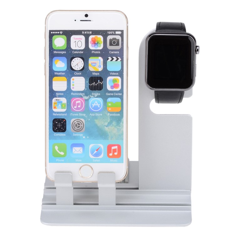DIY Multifunctional Desktop Charging Cradle Stand Holder for Apple Watch, iPhone iPad Etc. - Silver-12