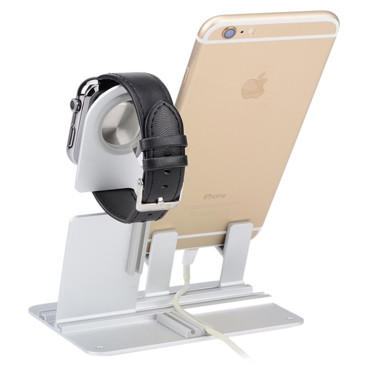 DIY Multifunctional Desktop Charging Cradle Stand Holder for Apple Watch, iPhone iPad Etc. - Silver-13
