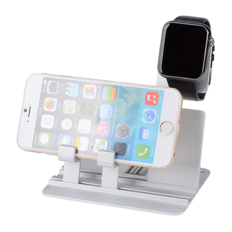 DIY Multifunctional Desktop Charging Cradle Stand Holder for Apple Watch, iPhone iPad Etc. - Silver-14