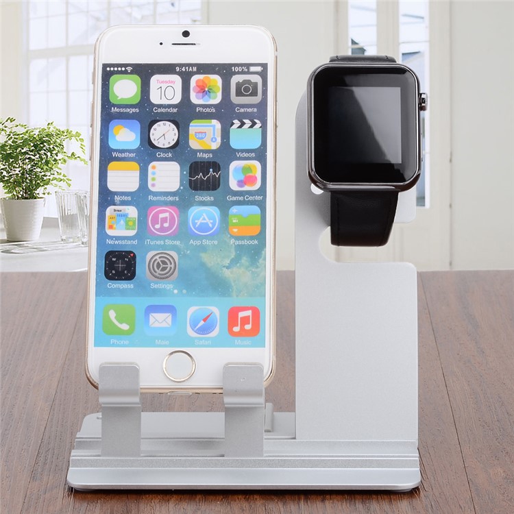 DIY Multifunctional Desktop Charging Cradle Stand Holder for Apple Watch, iPhone iPad Etc. - Silver-4