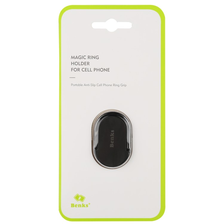 Benks Zinc Alloy Kickstand Finger Grip Magic Ring Holder for Smartphones - Black-6