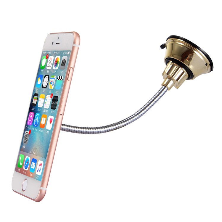 HAT PRINCE Suction Cup Metal Hose Magnetic Car Mount Phone Holder for iPhone 7 Etc. - Gold Color-1